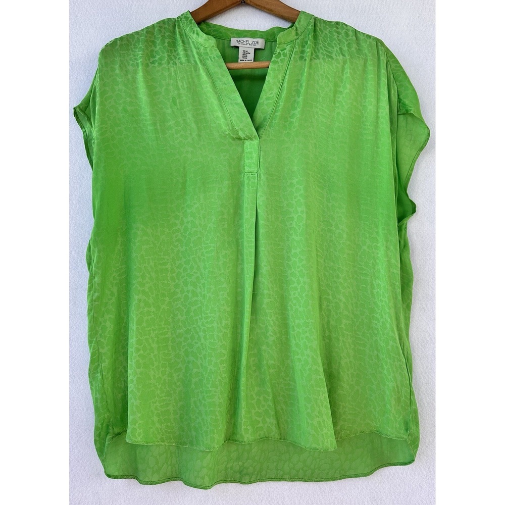 RACHEL ZOE Top Sleeveless Summer Green Medium Silky Office Business